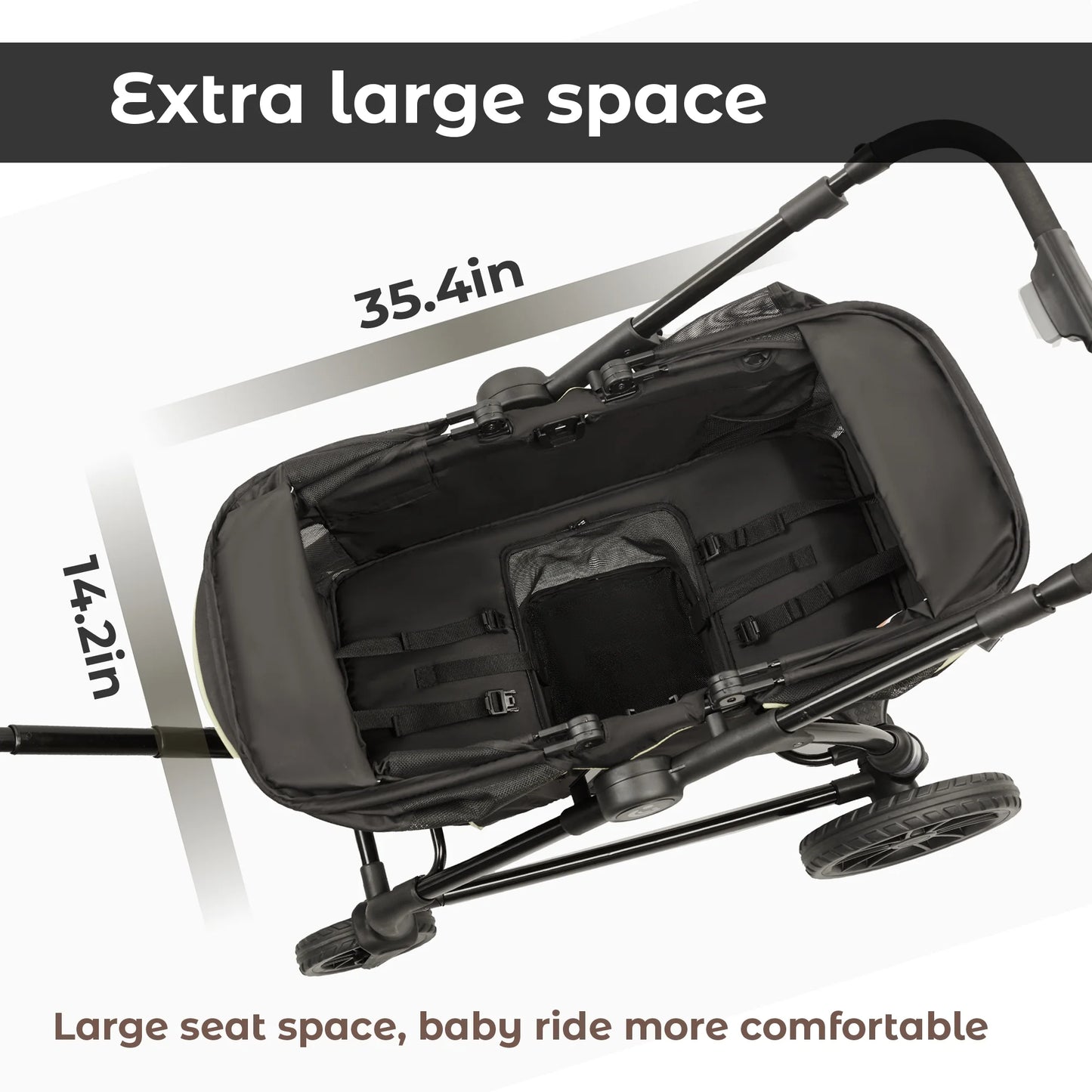 Unisex 2-Seat Wagon Stroller Folding Baby Stroller with Adjustable Canopy, 6 Months - 5 Years Old