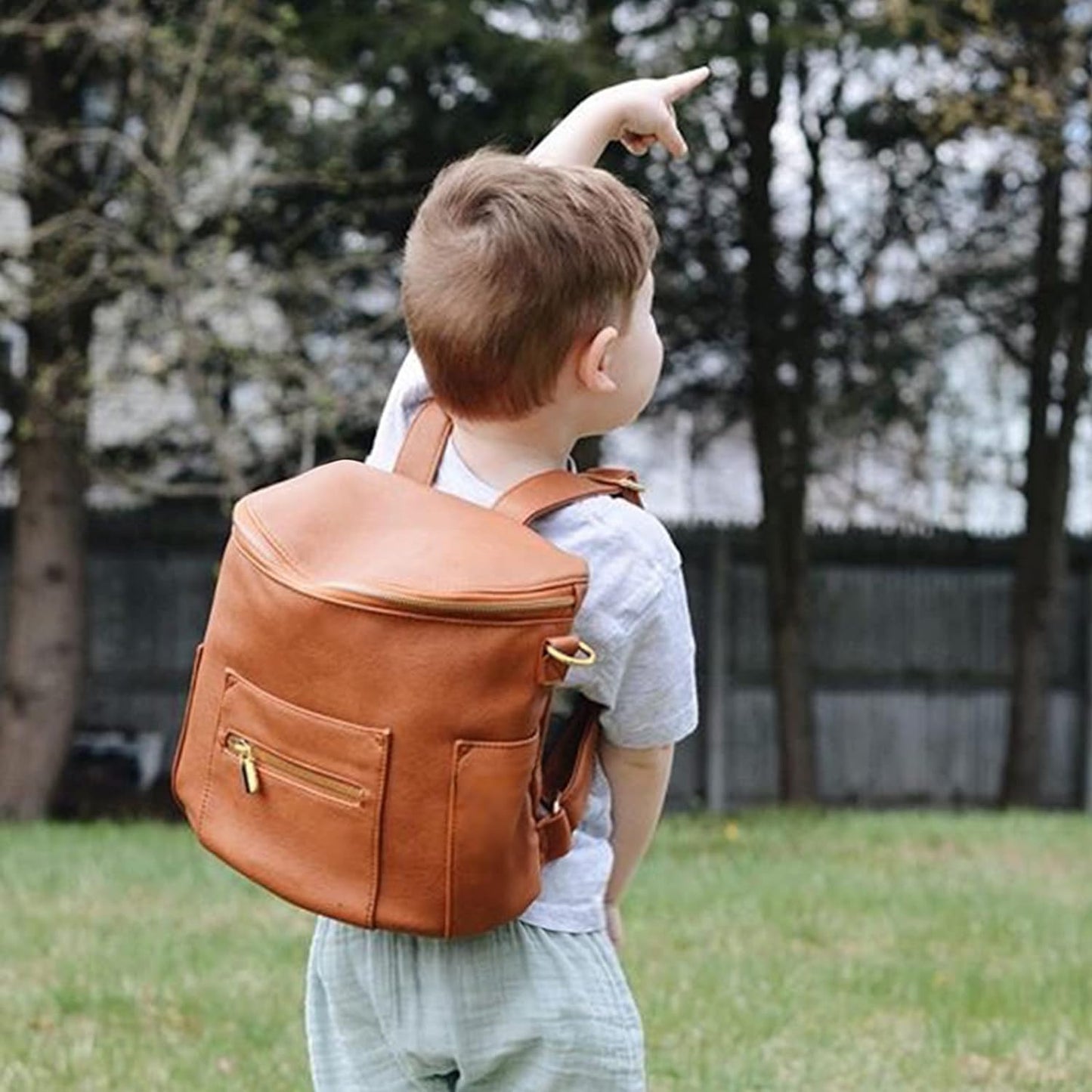 Small Diaper Bag Mini Diaper Bag by , Leather Diaper Bag Backpack with 13 Diaper Bag Organizers,2 Insulated Pockets, and Shoulder Strap(Brown)